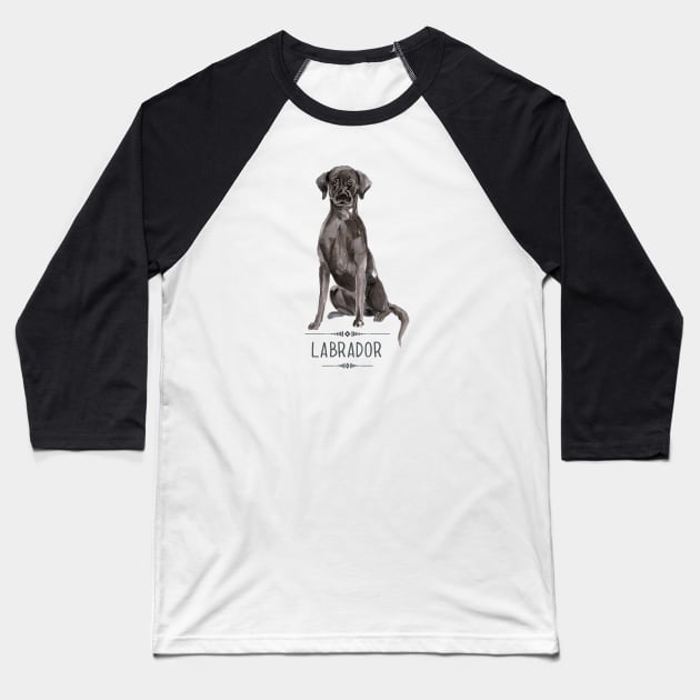 Black Labrador Baseball T-Shirt by bullshirter